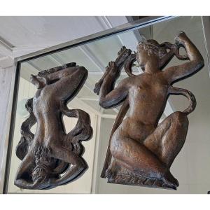 Susse Brothers Founders: Two Bronze Bas-relief Elements From The Art Deco Period 