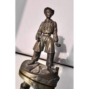 Marin pêcheur en bronze époque XIXe siècle Vendée Bretagne ? 