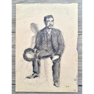 Attribuable à Steinlen (1859-1923) Dessin d'un homme à la moustache vers 1900