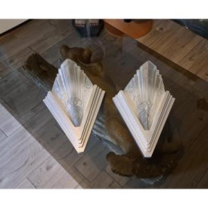 Paire de grande appliques architecturées  art déco