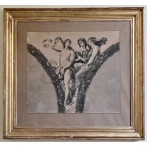 Charles Victor Normand (born In 1814) Large Neoclassical Drawing