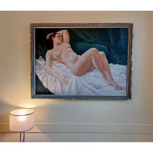 Large Art Deco Nude Painting Around 1960