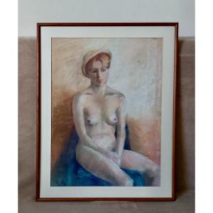 École Française dessin au pastel "femme nue" signé daté 1922