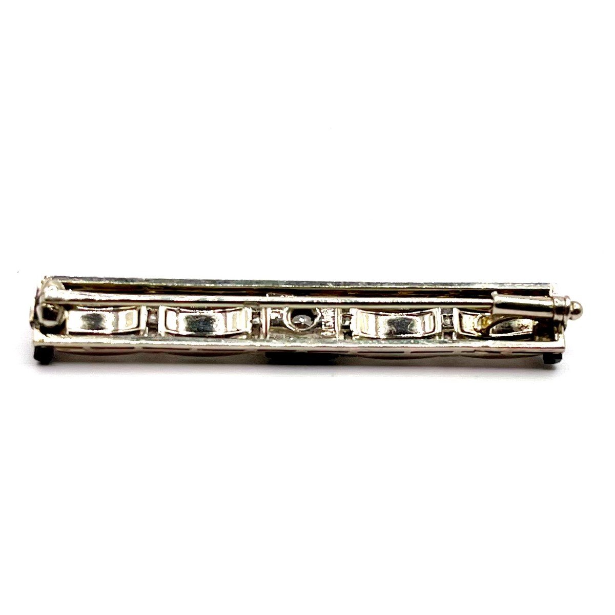 0220. Art Deco Brooch In White Gold With Diamonds And Onyx-photo-5