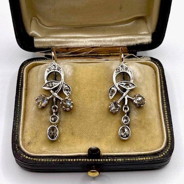 4835. Boucles d'Oreilles Art Nouveau Avec Diamants-photo-1