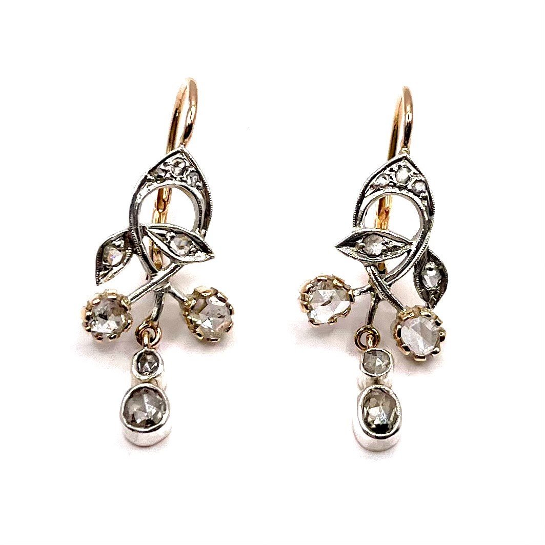 4835. Boucles d'Oreilles Art Nouveau Avec Diamants-photo-2