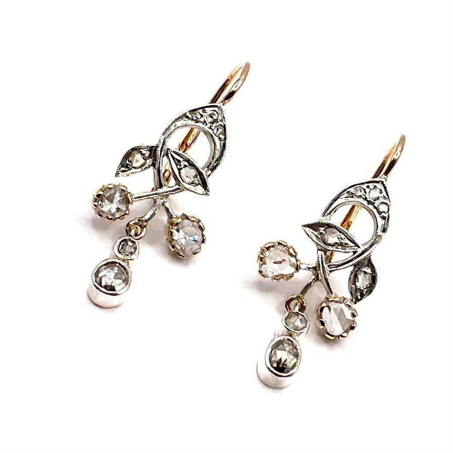 4835. Boucles d'Oreilles Art Nouveau Avec Diamants-photo-4