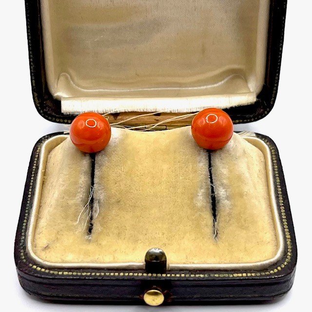 4824. Antique Stiftes Coral Earrings-photo-1