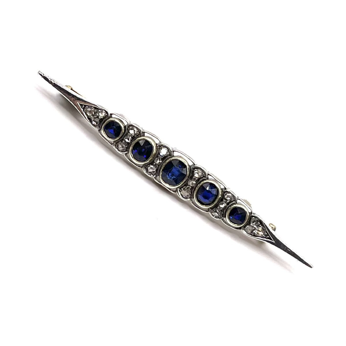 0345. Broche Art Déco avec diamants et saphirs bleus-photo-3