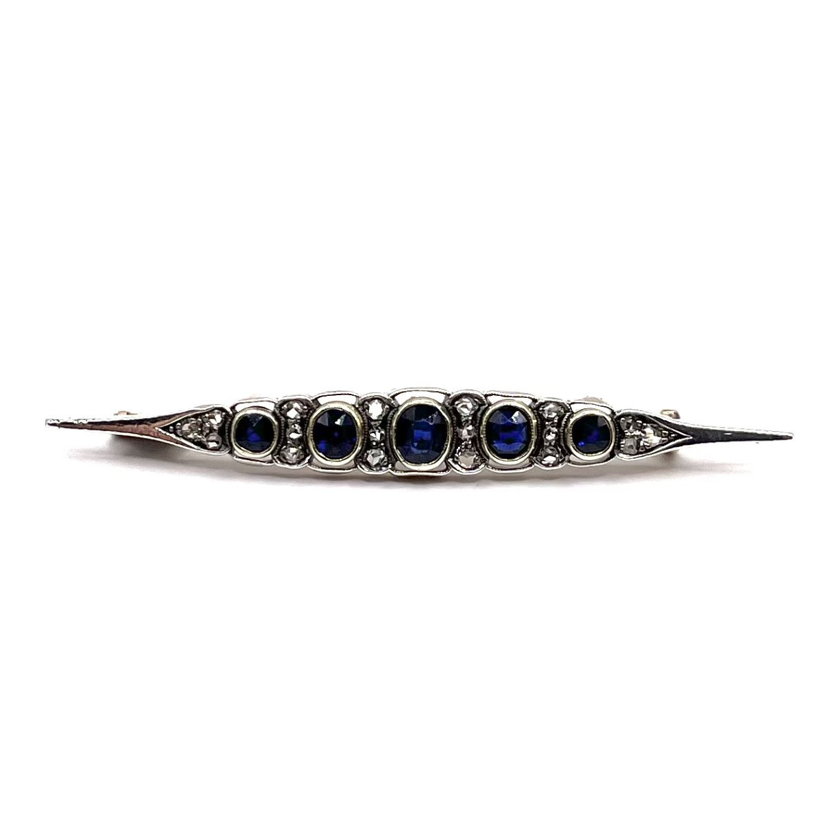 0345. Broche Art Déco avec diamants et saphirs bleus-photo-4
