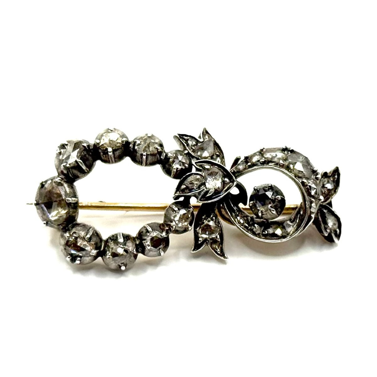 1438. Broche antique en or ornée de diamants-photo-4