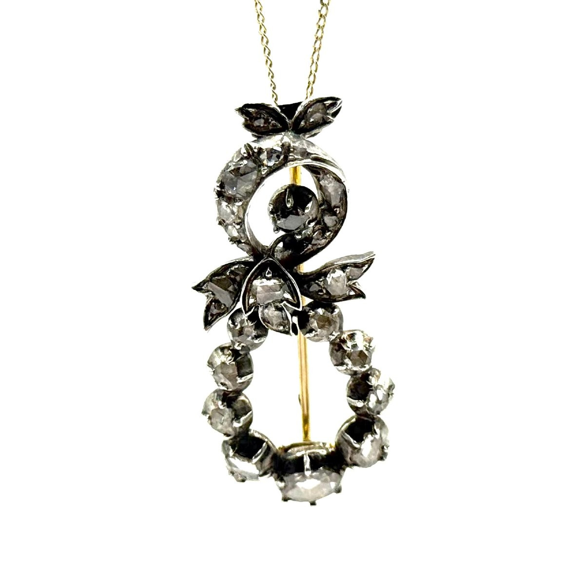 1438. Broche antique en or ornée de diamants-photo-6
