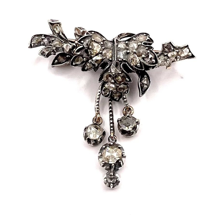 1127. Broche antique ornée de diamants-photo-1