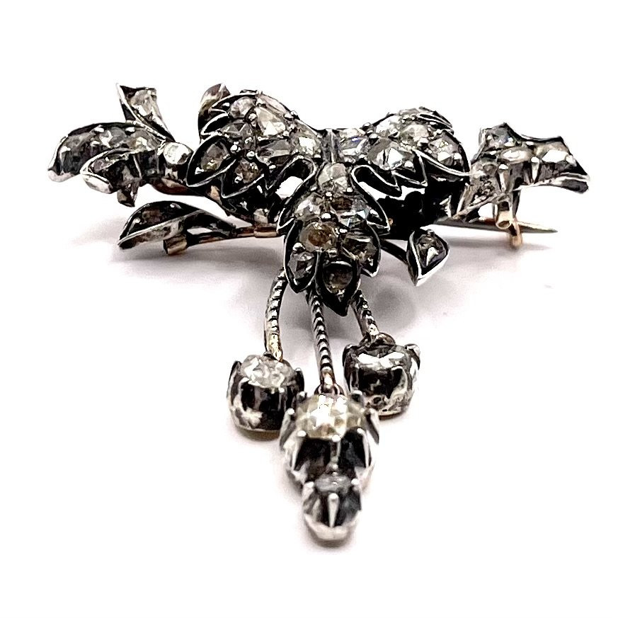 1127. Broche antique ornée de diamants-photo-4