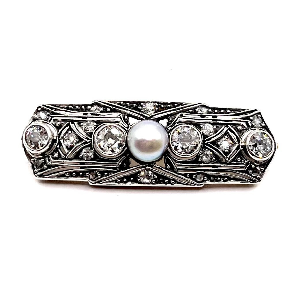4292. Broche Art Deco ornée de diamants et de perles-photo-1