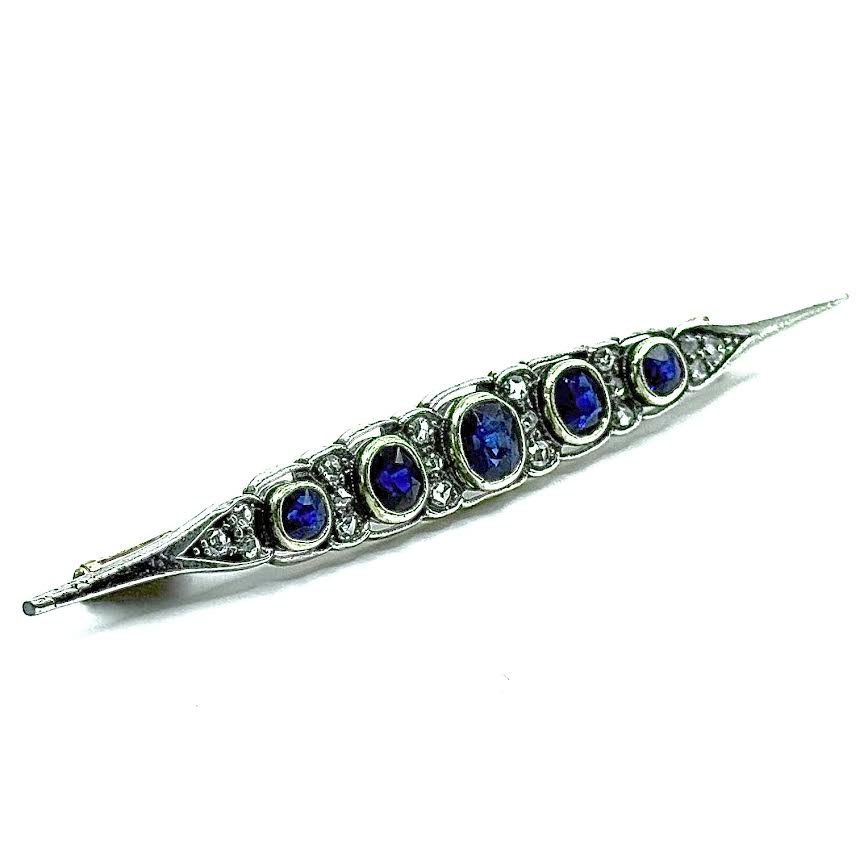 0345. Broche Art Déco Avec Diamants et Saphirs Bleus-photo-1