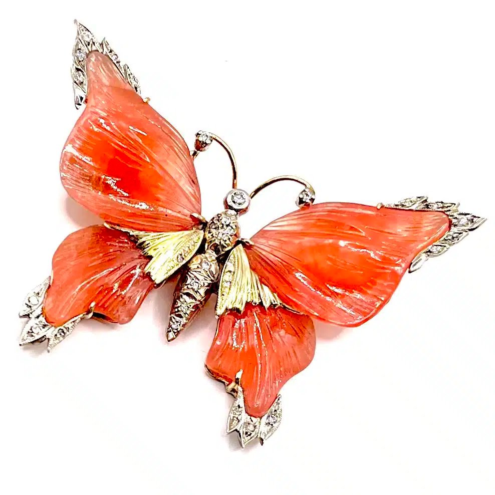 0945. Broche Papillon Vintage Avec Pierres Précieuses-photo-2