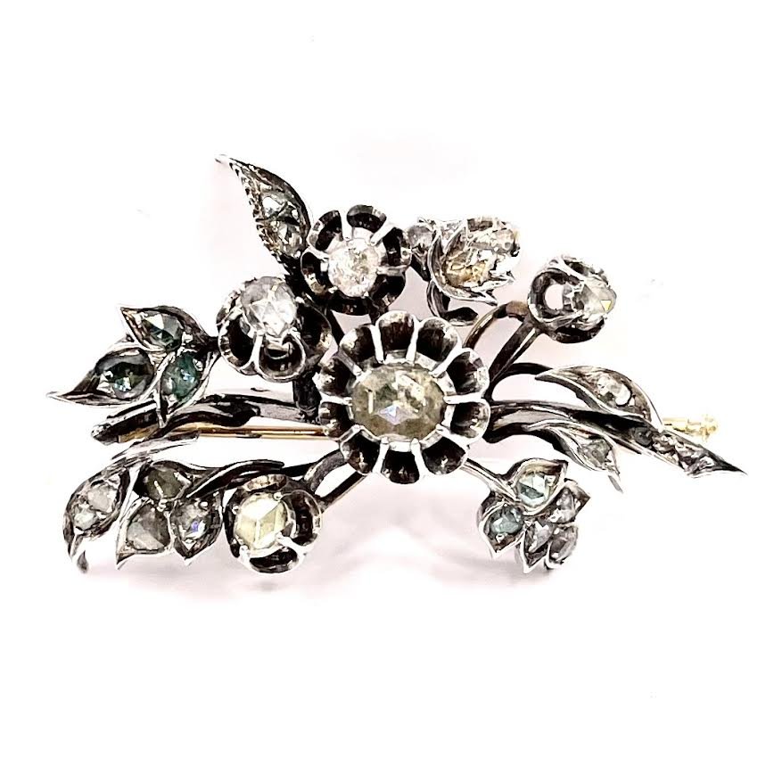 0823. Broche Ancienne Sertie de Diamants-photo-2