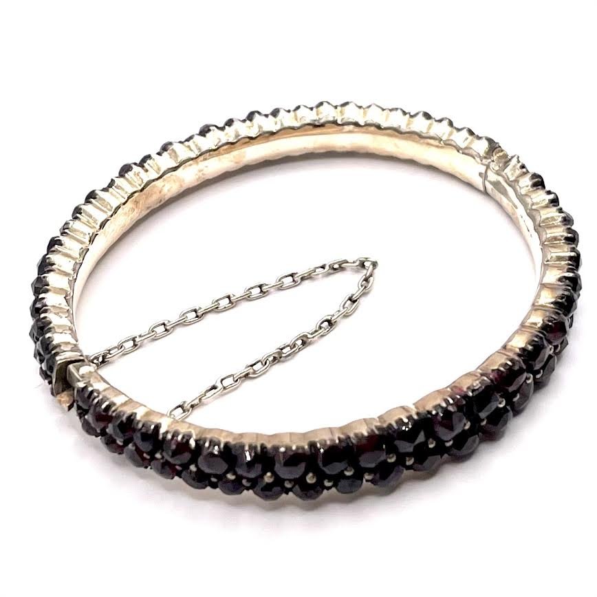 0575. Bracelet en Métal Doré Avec Grenats-photo-2