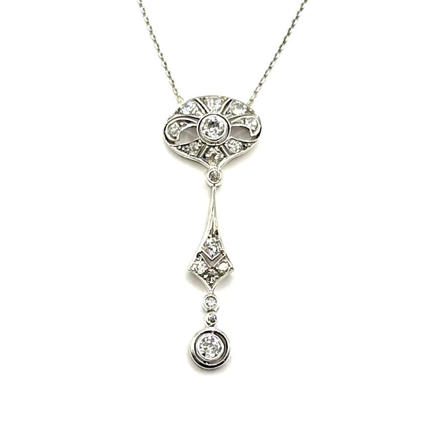 1564. Collier Art Déco en Or Blanc et Diamants-photo-4