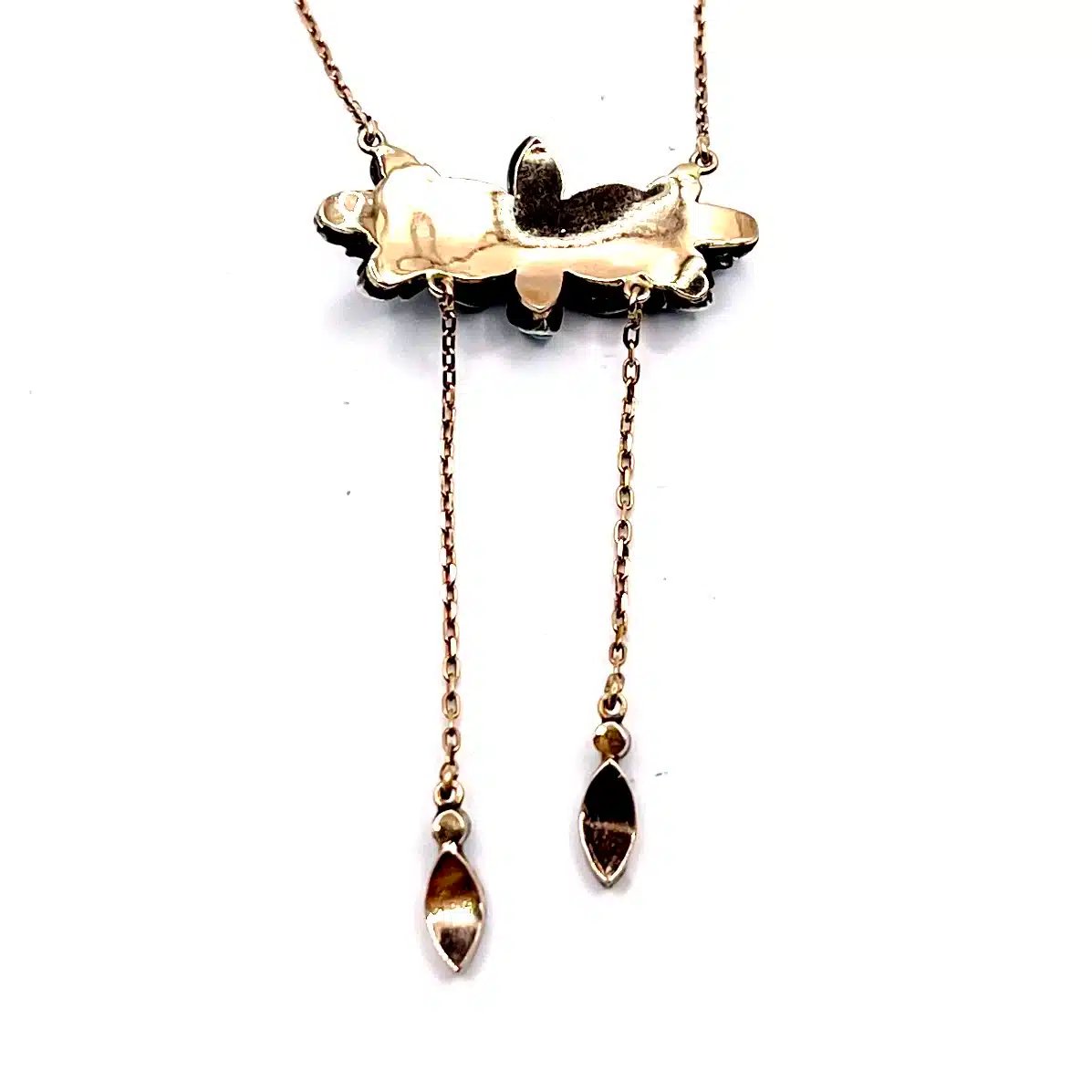 1292. Collier Ancien en Or Avec Turquoises et Diamants-photo-3