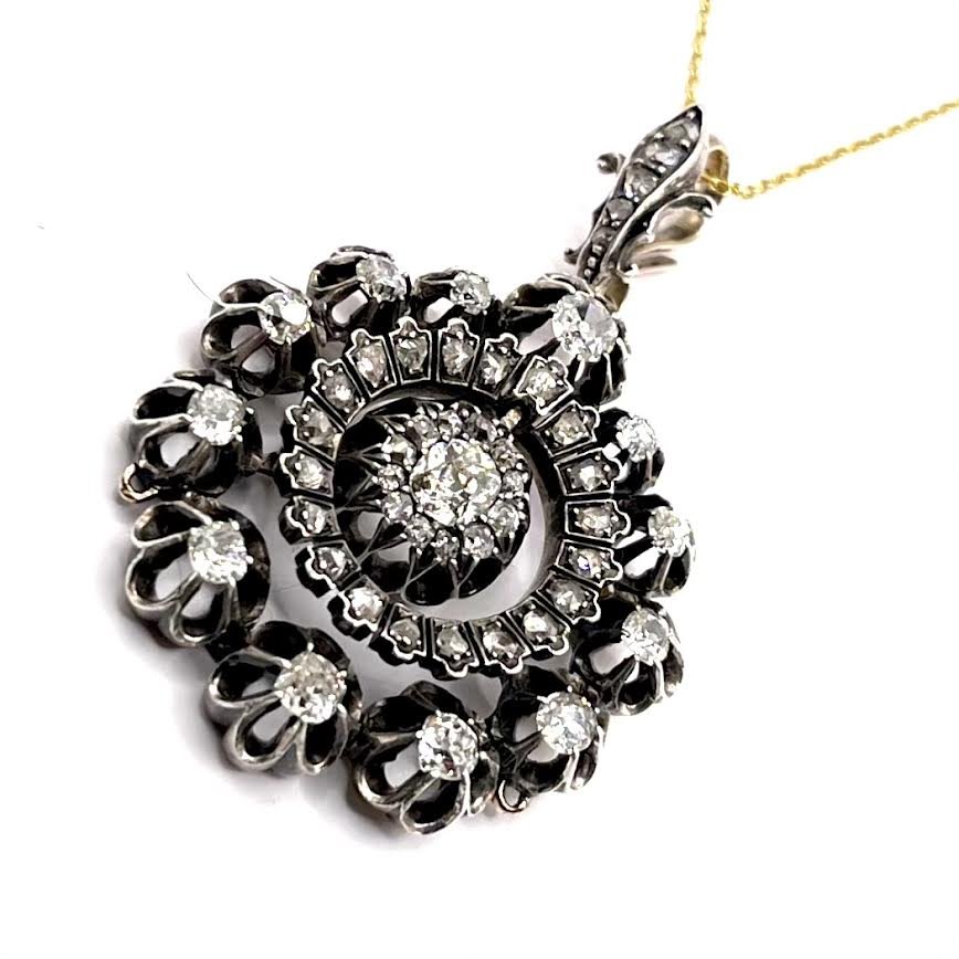 1192. Médaillon Antique Avec Diamants-photo-2