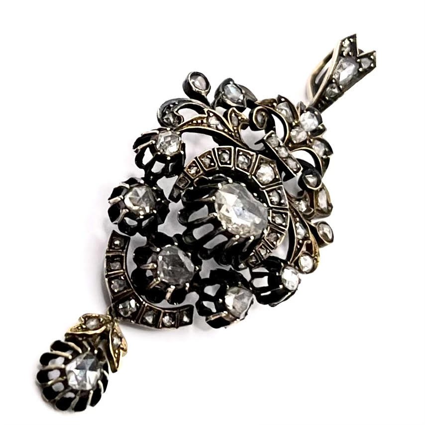 0648. Médaillon Art Nouveau Avec Diamants-photo-2