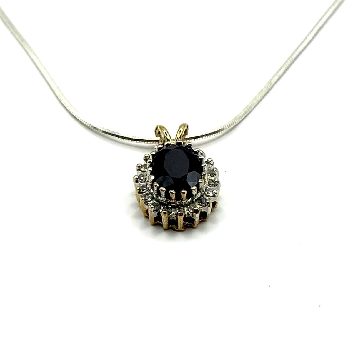 1472. Pair Of Vintage Gold Earrings And Pendant, Adorned With Diamonds And Sapphires-photo-5