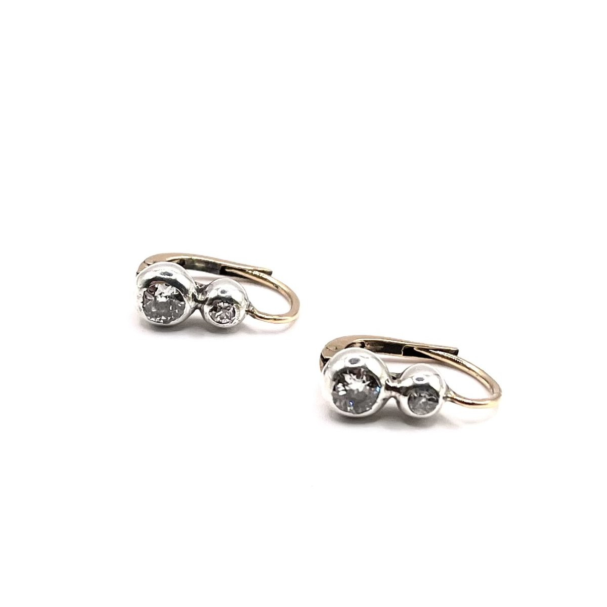 1174. Antique Button Earrings Adorned With Diamonds-photo-2