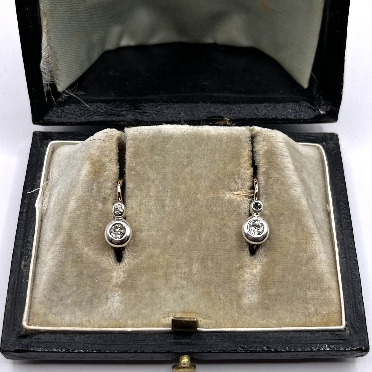 1235. Antique Button Earrings Adorned With Diamonds-photo-5