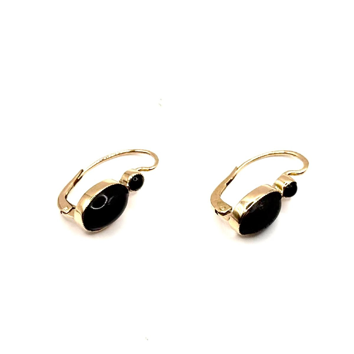 1390. Art Deco Gold Earrings, Adorned With Jet-photo-3