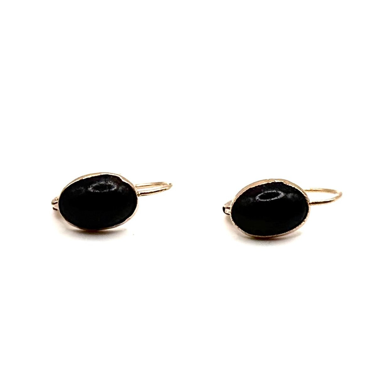 1391. Art Deco Gold Earrings, Adorned With Jet-photo-1