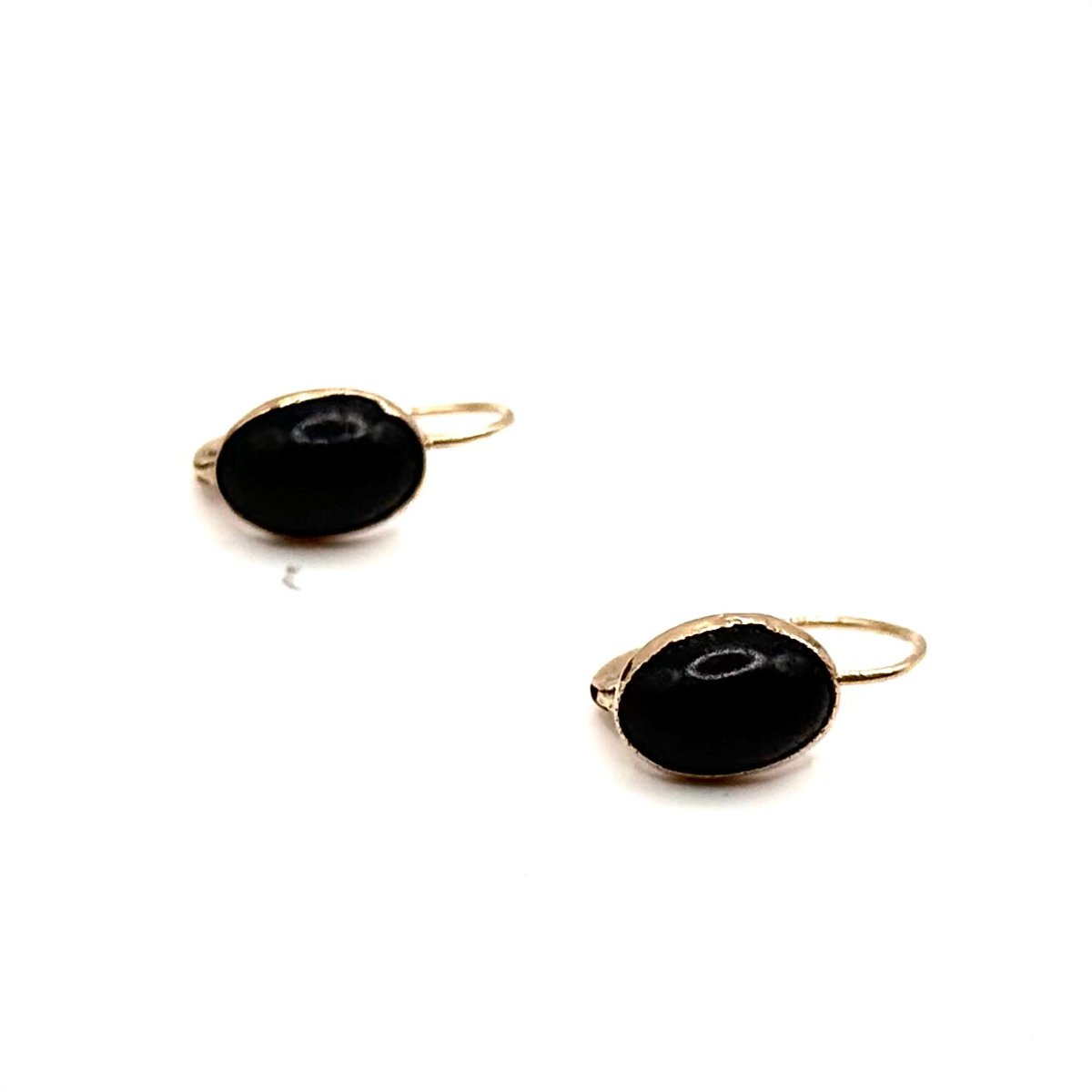1391. Art Deco Gold Earrings, Adorned With Jet-photo-2