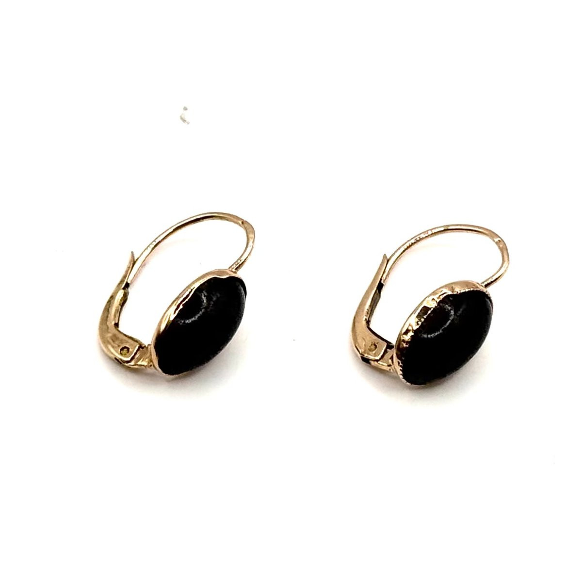 1391. Art Deco Gold Earrings, Adorned With Jet-photo-3
