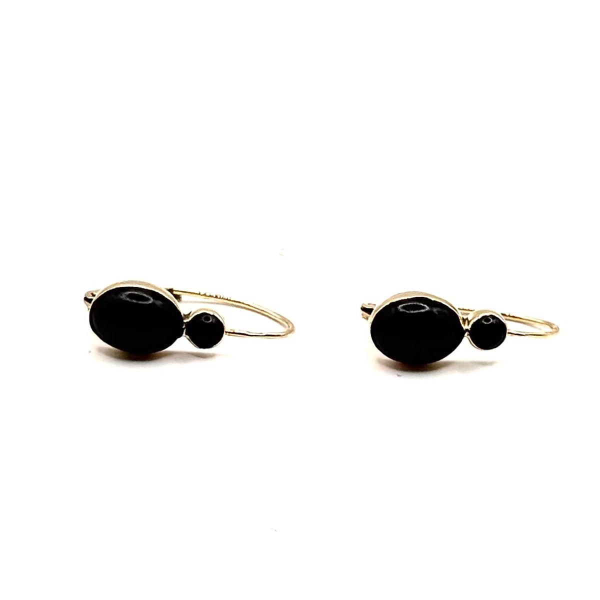 1392. Art Deco Gold Earrings, Adorned With Jet-photo-1