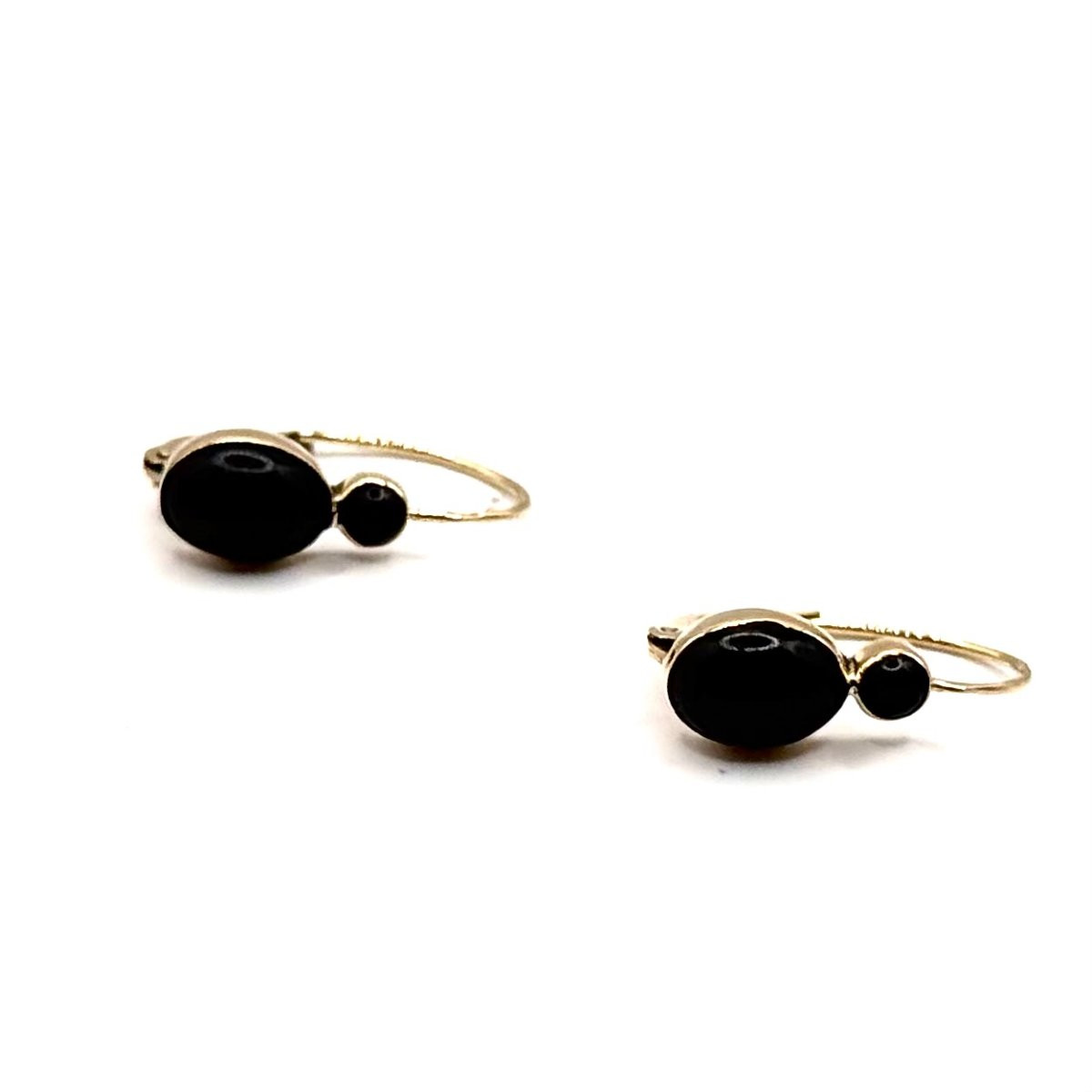 1392. Art Deco Gold Earrings, Adorned With Jet-photo-2
