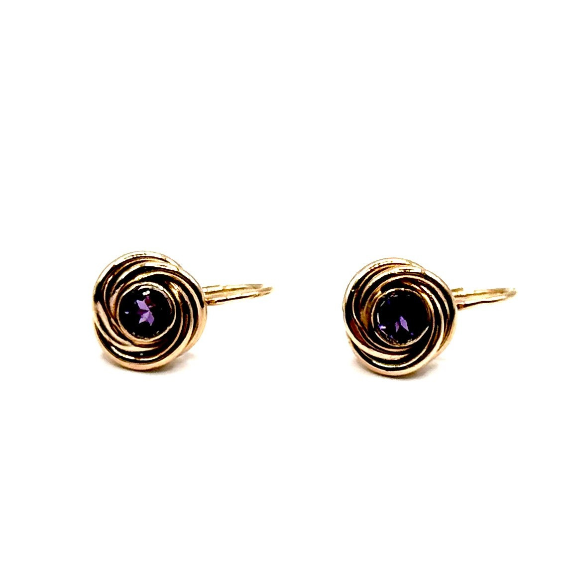 1370. A Pair Of Antique Earrings, Adorned With Amethyst