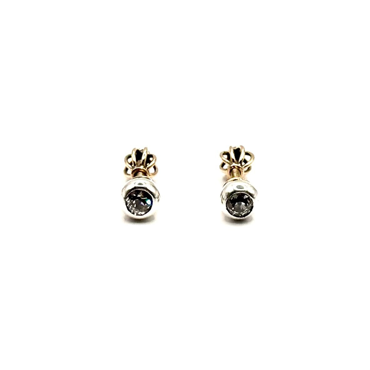 1382. Antique Diamond-encrusted Button Earrings-photo-1