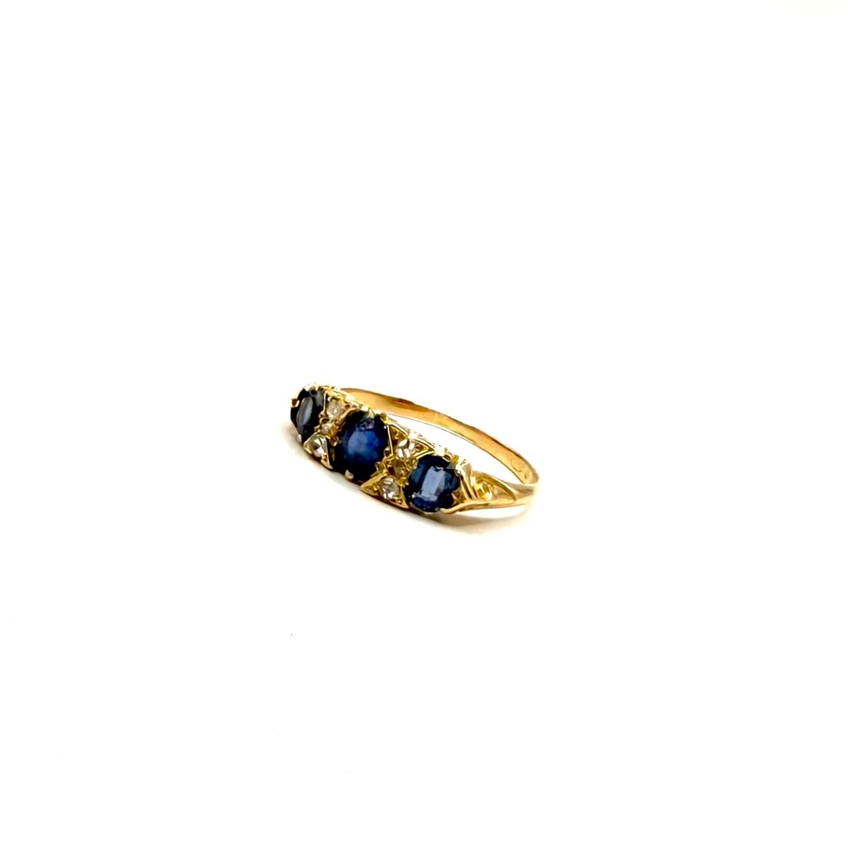 5164. Bague Art déco en or avec diamant et saphir-photo-3
