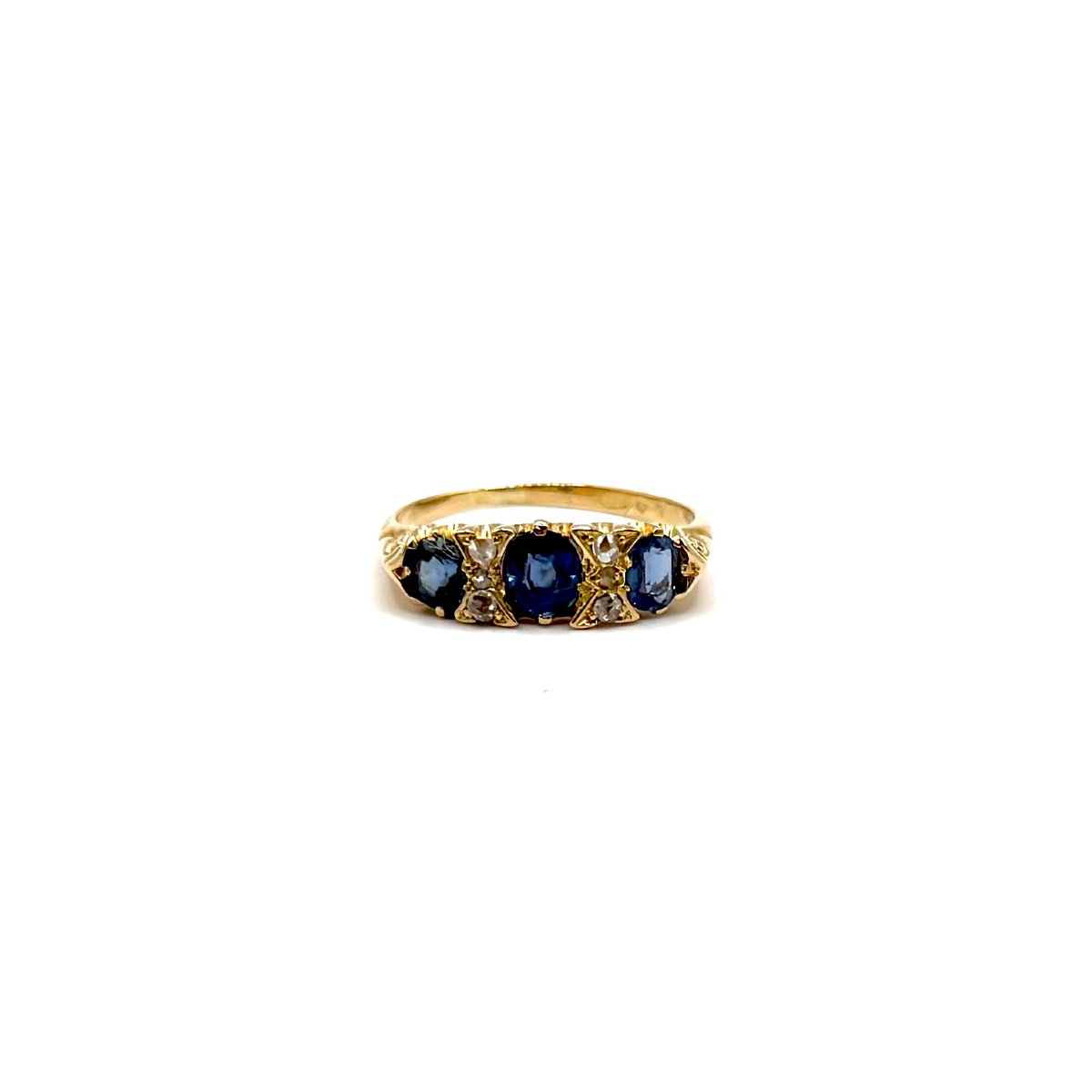 5164. Bague Art déco en or avec diamant et saphir