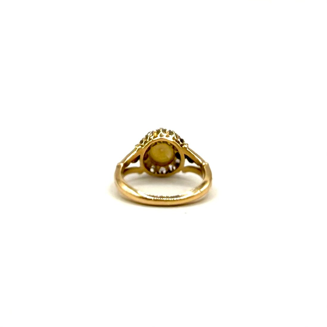 5161. Art Deco Gold Ring With A Diamond And A Pearl-photo-4