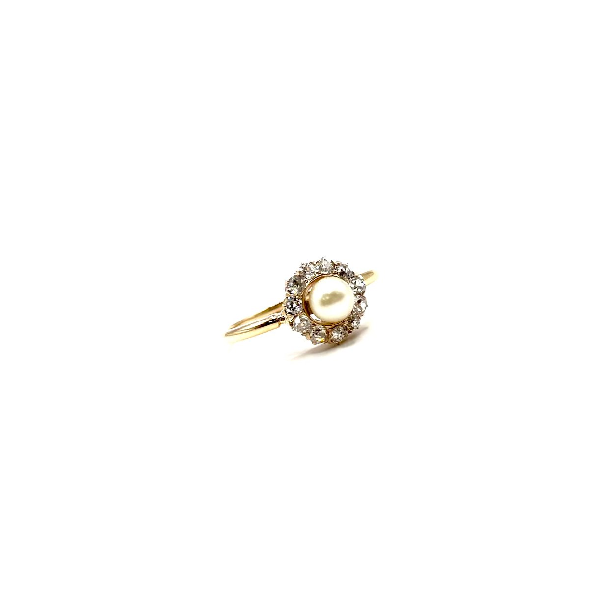 5162. Art Deco Gold Ring With A Diamond And A Pearl-photo-2