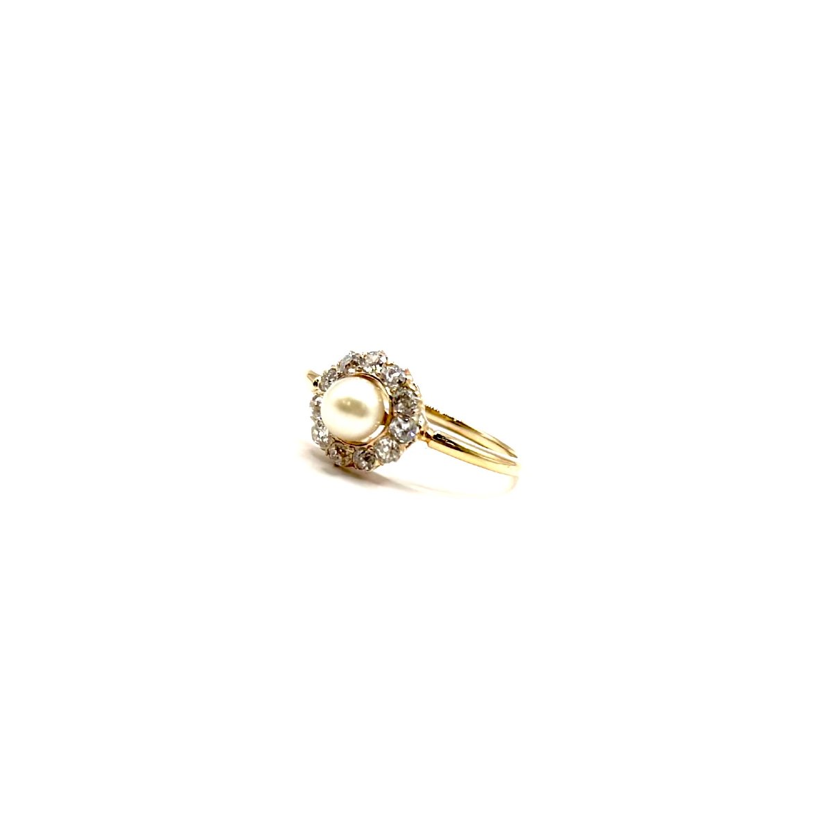 5162. Art Deco Gold Ring With A Diamond And A Pearl-photo-3