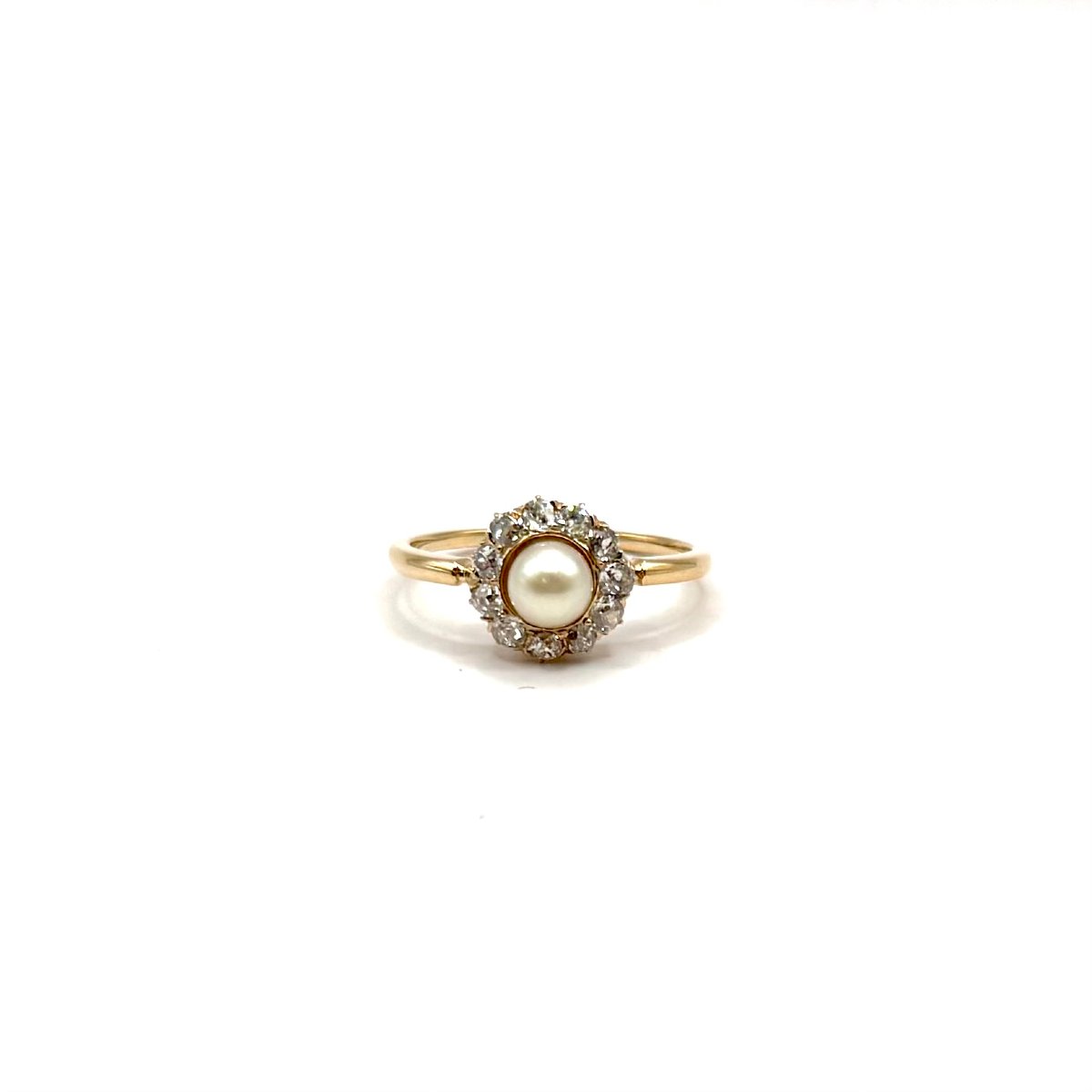 5162. Art Deco Gold Ring With A Diamond And A Pearl-photo-1