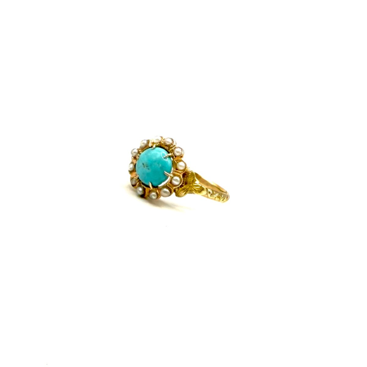 5160.Bague Art déco en or, ornée d’une turquoise et d’une perle.-photo-2