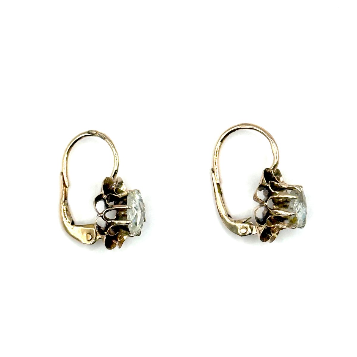 5189.Boucles d’oreilles anciennes en or ornées de diamants-photo-4