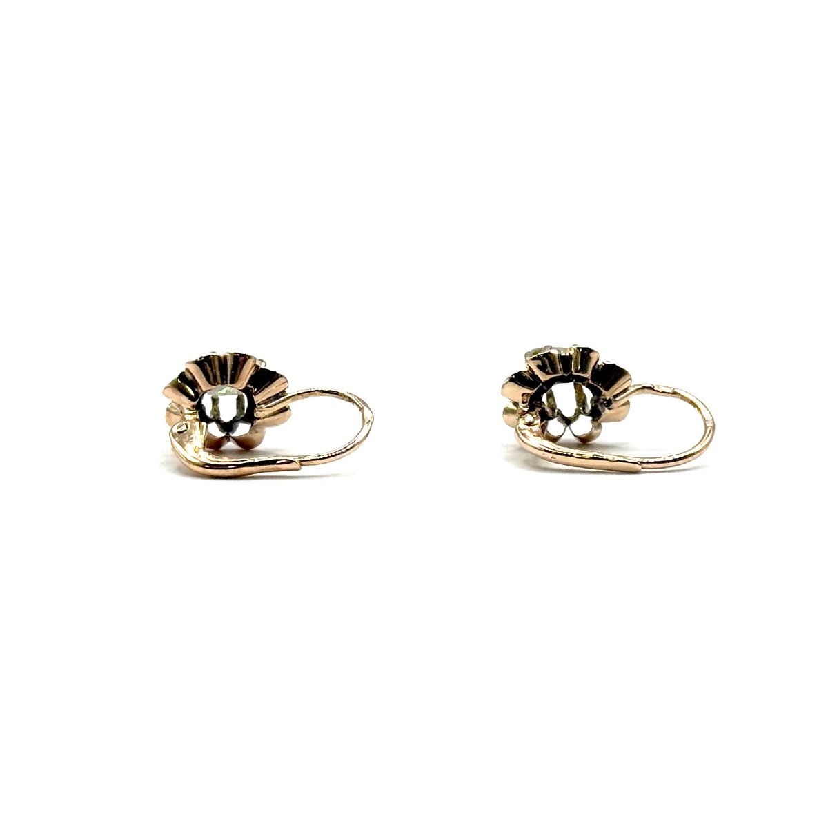 5189.Boucles d’oreilles anciennes en or ornées de diamants-photo-2