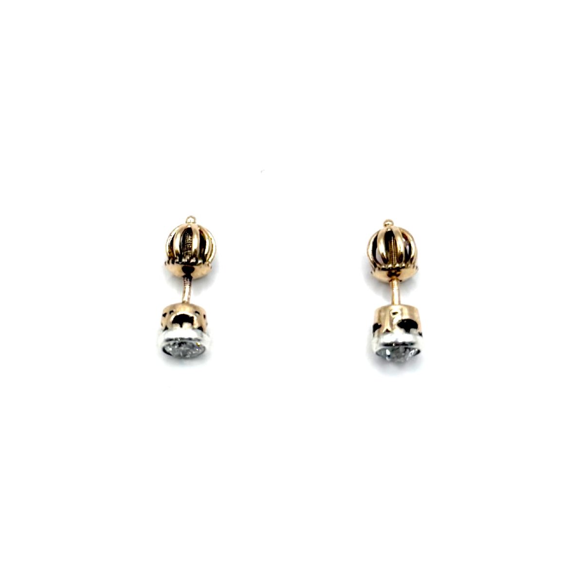 5195.Boucles d’oreilles anciennes en or ornées de diamants-photo-3