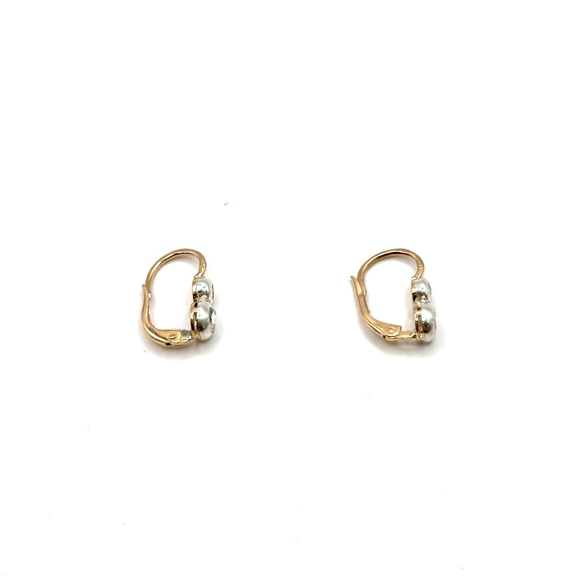 5187. Antique Gold Earrings Set With Diamonds-photo-4