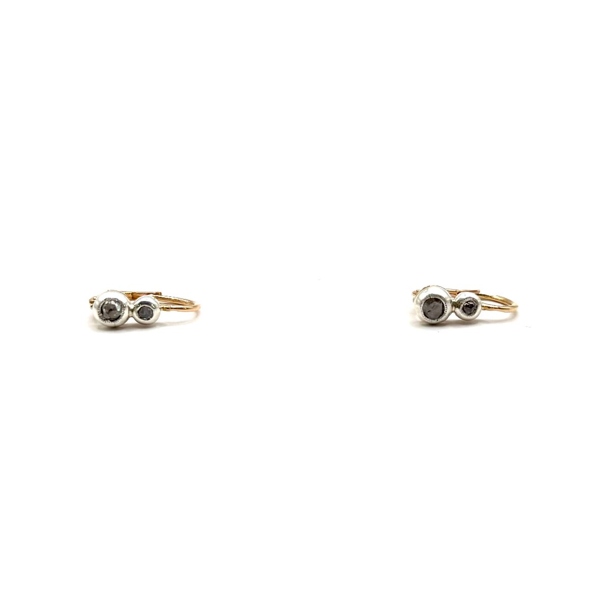 5187. Antique Gold Earrings Set With Diamonds-photo-2
